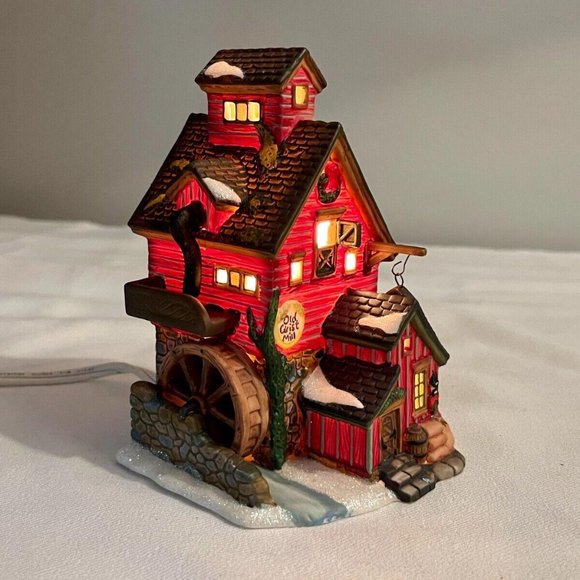 Holiday Christmas Village Old Grist Mill With Light And Cord 55 Inches Tall Ceramic Poshmark